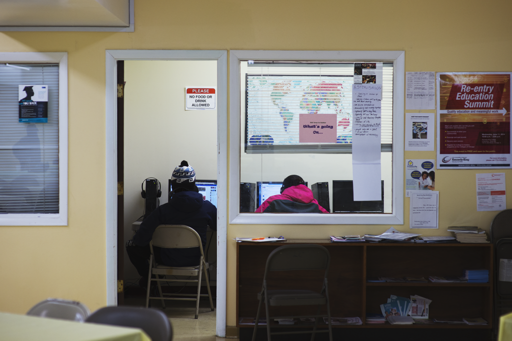 TLP's drop-in center on 55th and Indiana offers limited-time computer access so that visitors can research job opportunities and print out application forms.