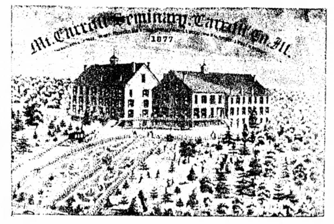 An illustration of the Mount Carroll campus circa 1877 (Freeport Journal-Standard)