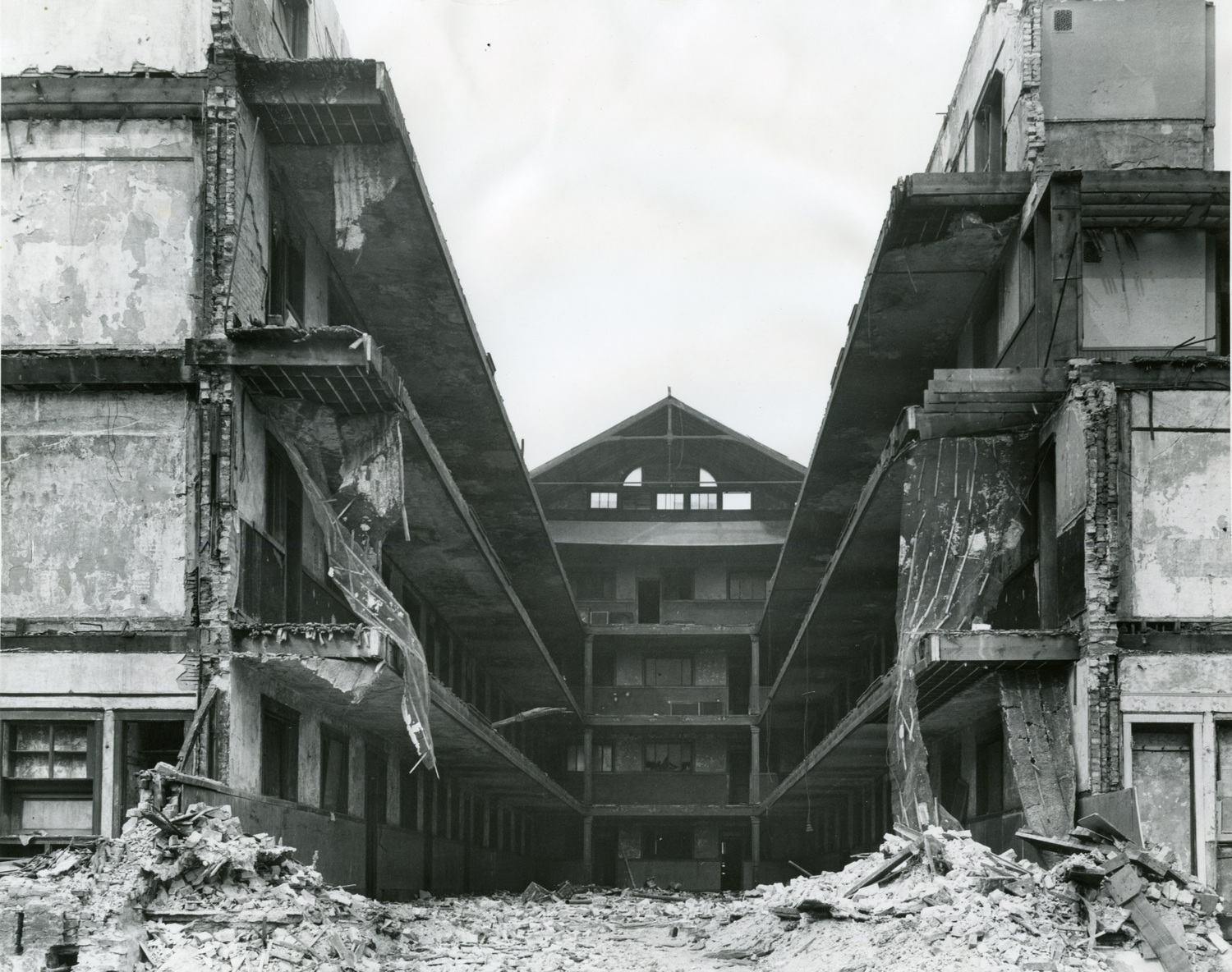 The Mecca Flats, mid-demolition (Courtesy IIT)