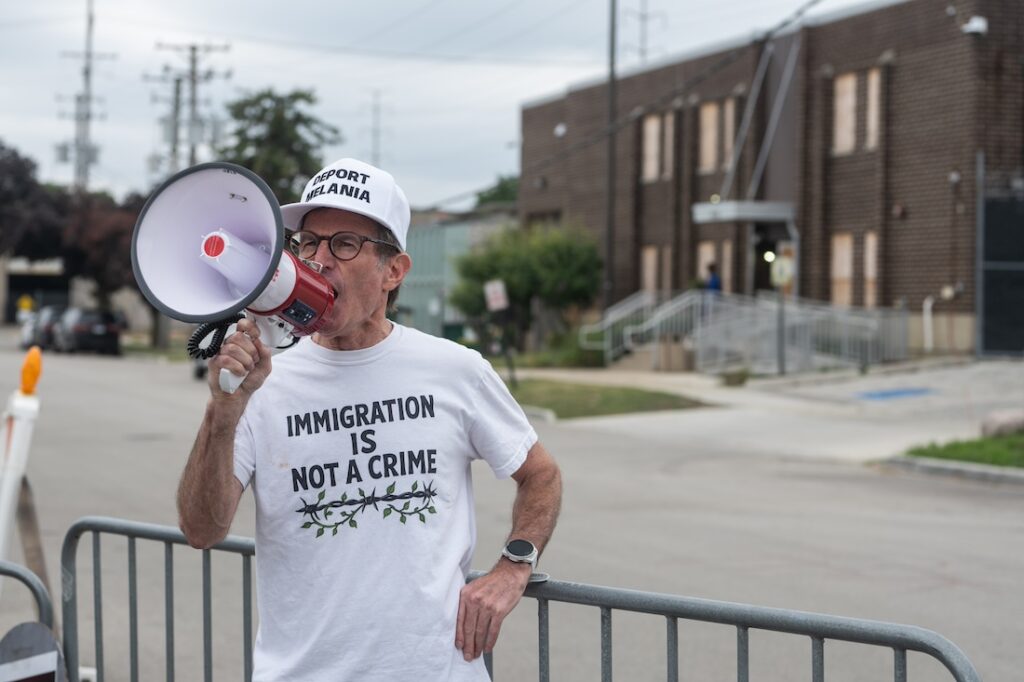 Participants attend the Say Their Names march in Broadview on July 25, 2026.